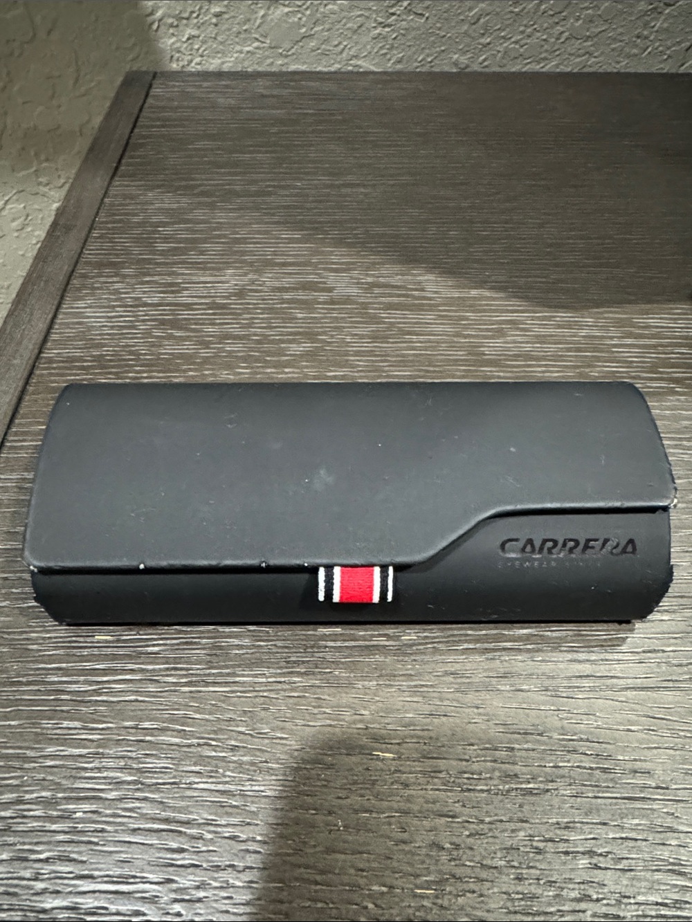 Carrera Black Sunglasses Case with Red and White Stripe